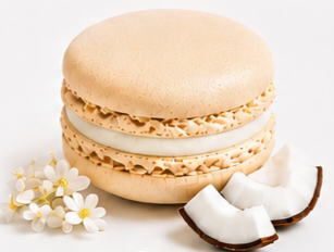 Macaron coco artisanal blanc Plaisirs Sucrés By Nathalie