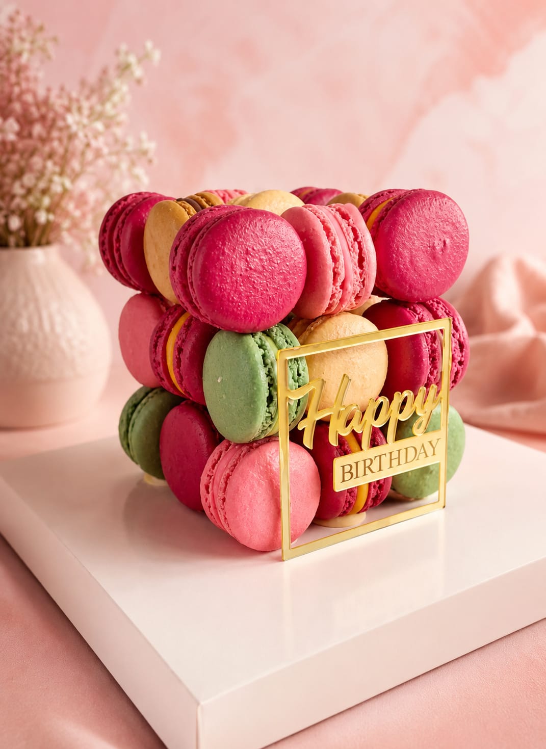 Gâteau / pièce montée de 27 macarons multicolores pour événement — Plaisirs Sucrés By Nathalie