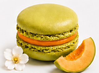 Macaron melon artisanal vert Plaisirs Sucrés By Nathalie