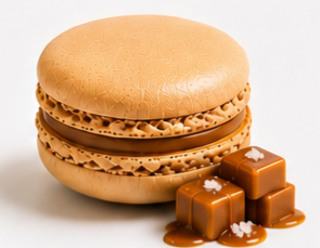 Macaron caramel beurre salé artisanal beige Plaisirs Sucrés By Nathalie