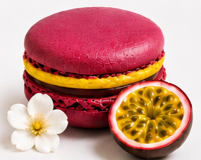 Macaron maracudja fruit de la passion artisanal violet Plaisirs Sucrés By Nathalie